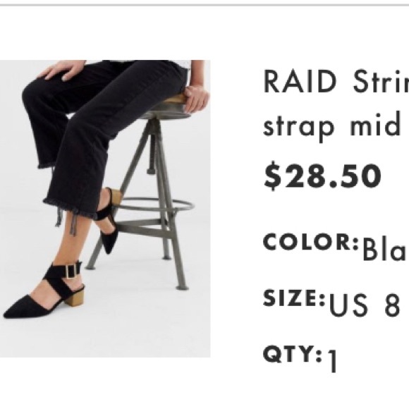 -Asos black pointy heeled shoes with strap- size 8 - Picture 8 of 8